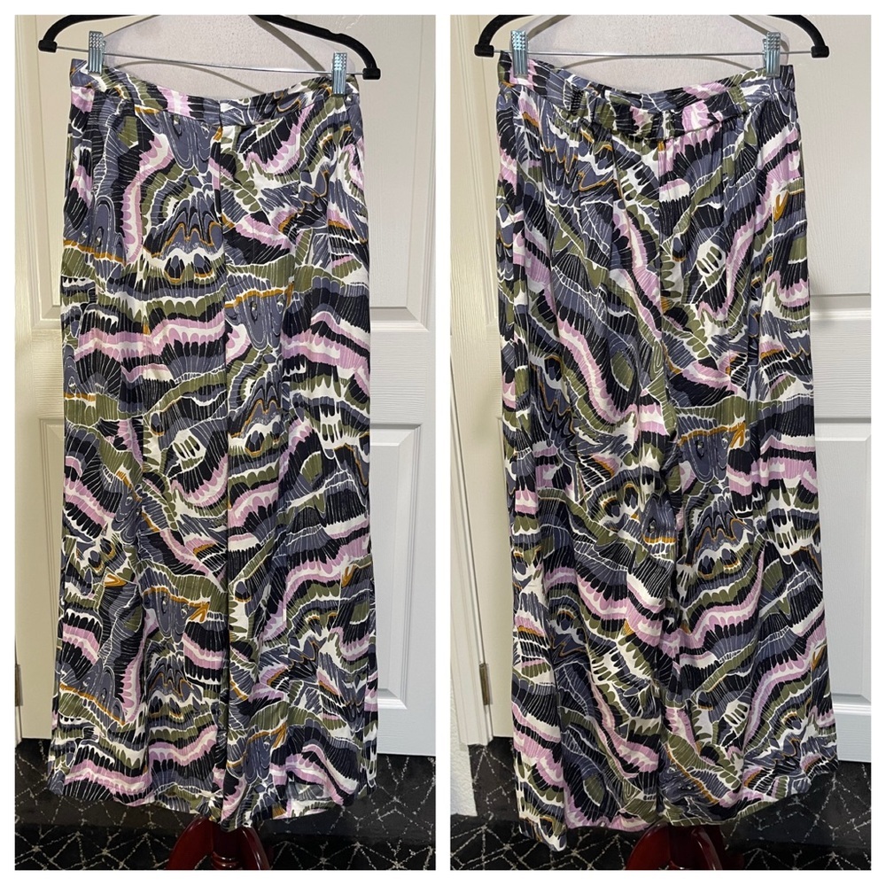 Anthropologie Abstract Trouser Wide Leg Flowy Resort-Wear - Picture 2 of 8
